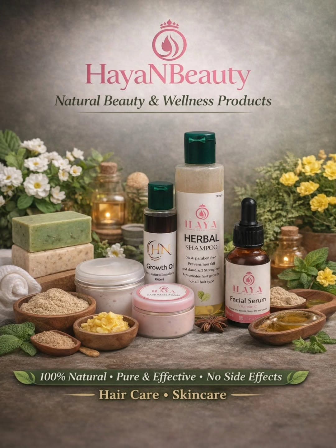 Natural herbal ingredients flatlay